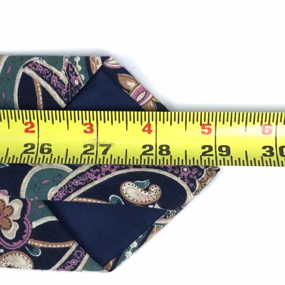 Men's vintage Isaco Cotton Tie Made In Italy Floral Black Multicolor Necktie 58
